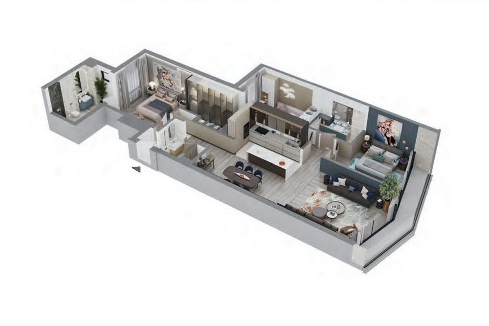 Resavska 25, stan sa tri spavaće sobe - 3D prikaz stana | Resavska 25, 3br apartment - 3D view