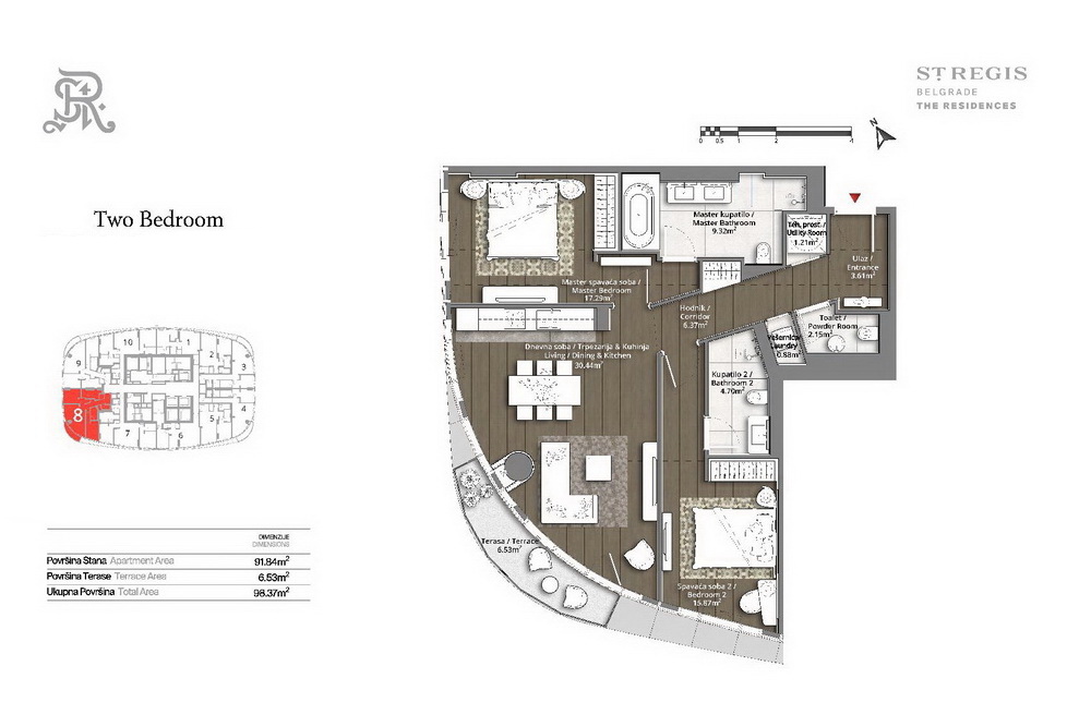 St. Regis Residence - osnova stana | St. Regis Residence - floor plan