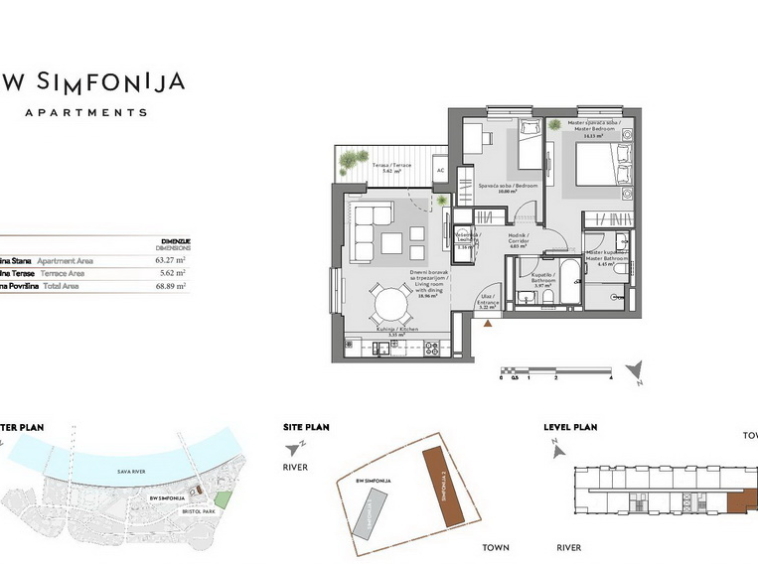Trosoban stan, BW Simfonija - osnova stana | 2-Br apartment, BW Simfonija - floor plan