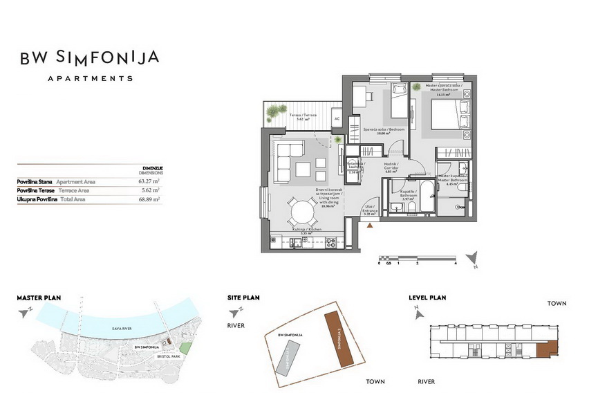 Trosoban stan, BW Simfonija - osnova stana | 2-Br apartment, BW Simfonija - floor plan