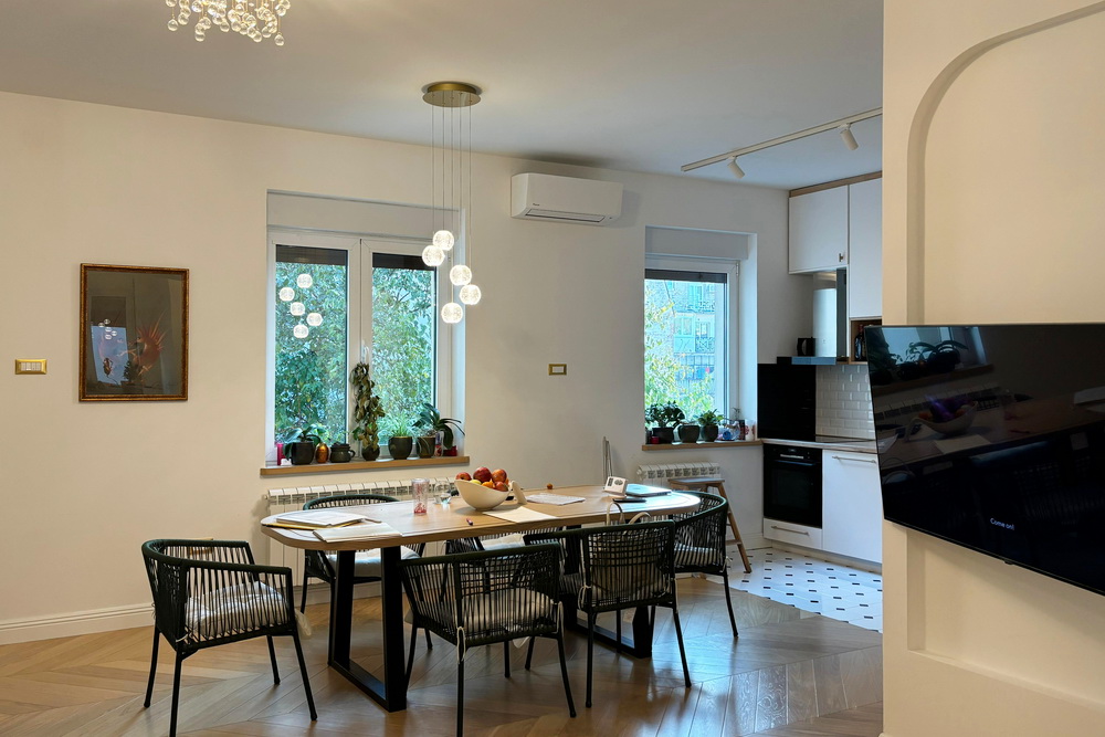 Trosoban stan, Vračar - dnevna soba, trpezarija, kuhinja | 2-Br apartment, Vračar - living room, dining room, kitchen