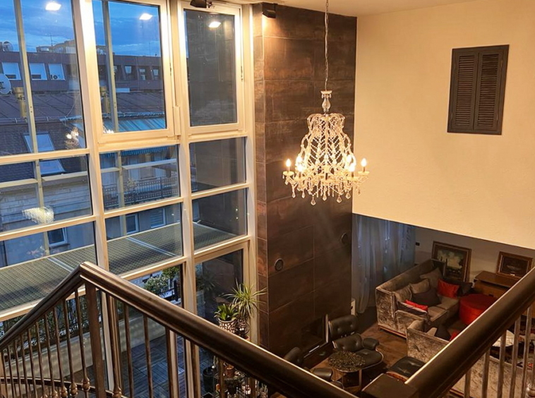 Dupleks, Vračar - dnevna soba, terasa | Duplex apartment, Vračar - living room, terrace