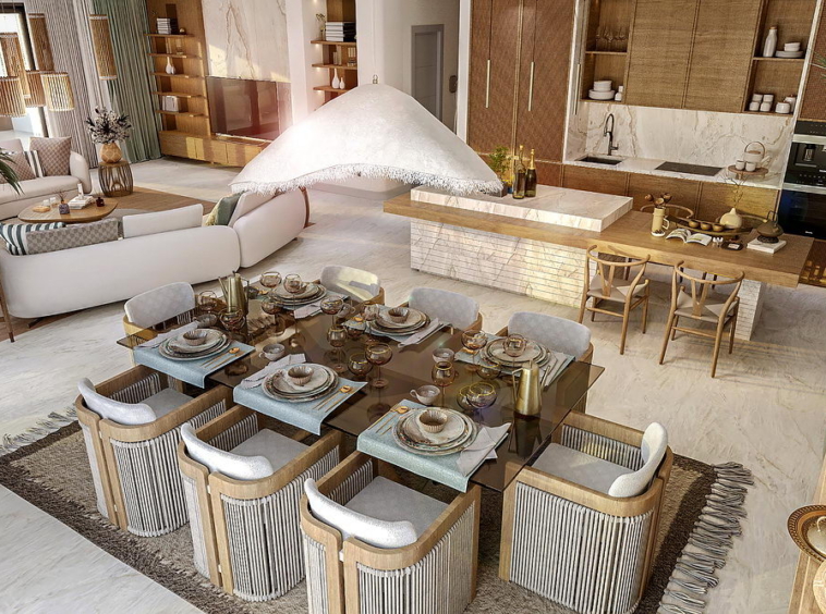 Mövenpick Teuta Residences - penthaus, dnevna soba, trpezarija, kuhinja | Mövenpick Teuta Residences - penthouse apartment, living room, dining room, kitchen