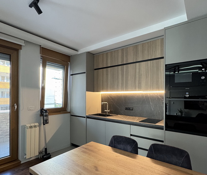 Trosoban stan, A Blok - dnevna soba, tpezarija, kuhinja | 2-Br apartment, A Blok - living room, dining room, kitchen