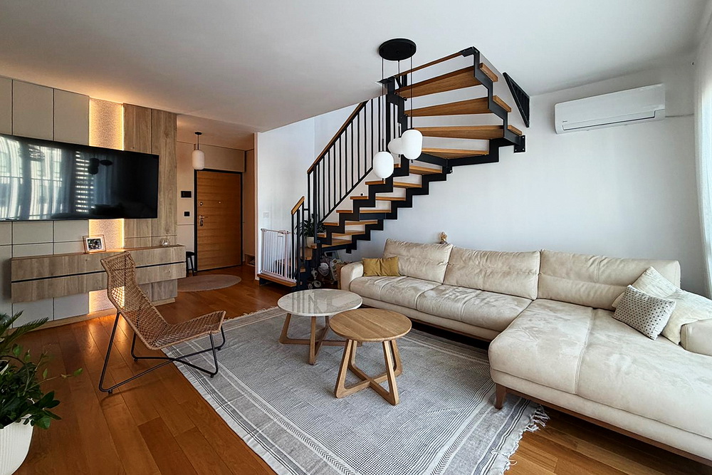 Dupleks, Zemun - dnevna soba, trpezarija, kuhinja | Duplex apartment, Zemun - living room, dining room, kitchen