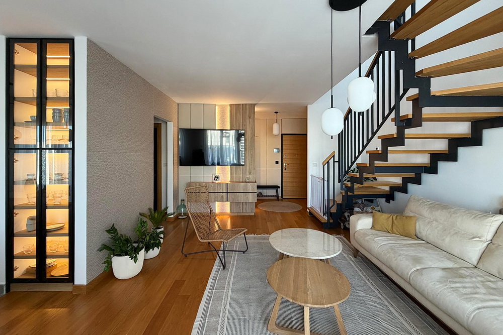 Dupleks, Zemun - dnevna soba, trpezarija, kuhinja | Duplex apartment, Zemun - living room, dining room, kitchen