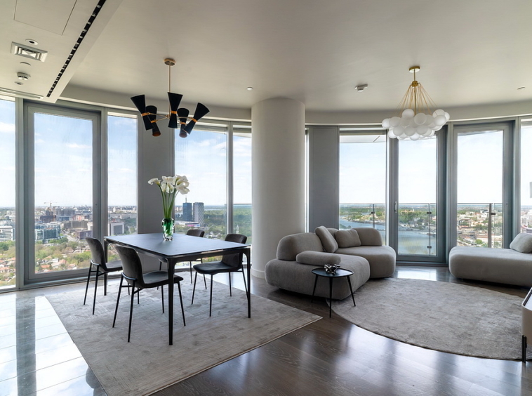 Trosoban stan, St. Regis Branded Residences - dnevna soba, trpezarija, kuhinja | 2-Br apartment, St. Regis Branded Residences - living room, dining room, kitchen
