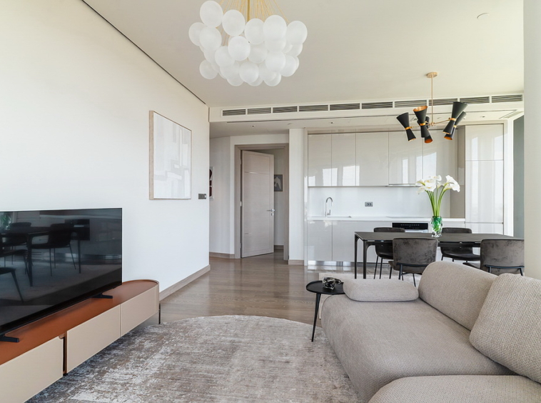 Trosoban stan, St. Regis Branded Residences - dnevna soba, trpezarija, kuhinja | 2-Br apartment, St. Regis Branded Residences - living room, dining room, kitchen