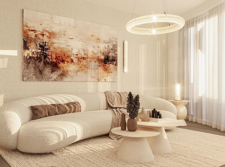 Trosoban stan, St. Regis Branded Residences - dnevna soba, trpezarija, kuhinja | 2-Br apartment, St. Regis Branded Residences - living room, dining room, kitchen