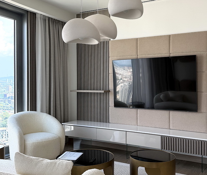 Dvosoban stan, The Residences at The St. Regis Belgrade - dnevna soba, trpezarija, kuhinja | 1-Br apartment, The Residences at The St. Regis Belgrade - living room, dining room, kitchen