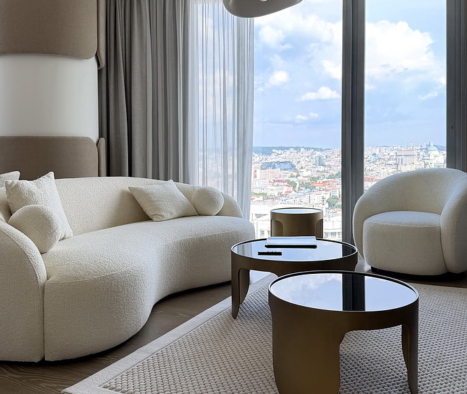 Dvosoban stan, The Residences at The St. Regis Belgrade - dnevna soba, trpezarija, kuhinja | 1-Br apartment, The Residences at The St. Regis Belgrade - living room, dining room, kitchen