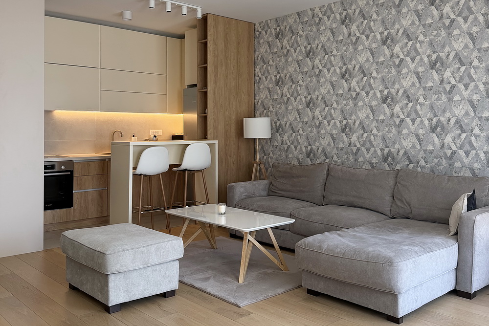 Dvosoban stan, K-District - dnevna soba, trpezarija, kuhinja | 1-Br apartment, K-District - living room, dining room, kitchen