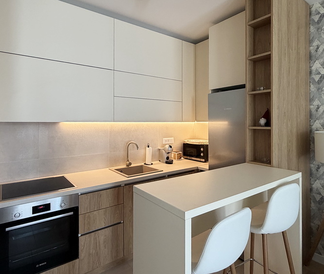 Dvosoban stan, K-District - dnevna soba, trpezarija, kuhinja | 1-Br apartment, K-District - living room, dining room, kitchen